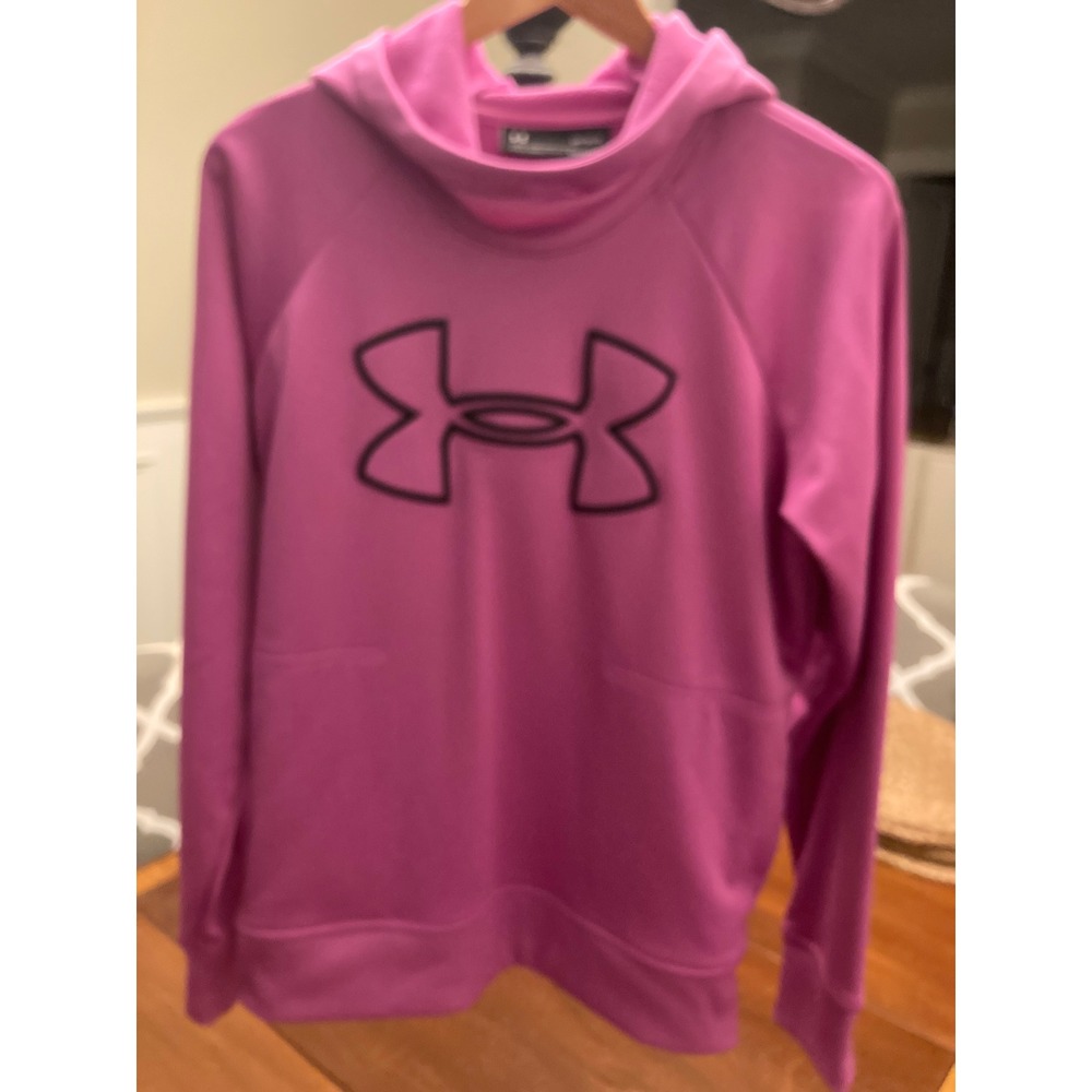 Under Armour Womens ColdGear Pink Funnel Neck Pullover Hoodie Loose Fit Large - Picture 5 of 6